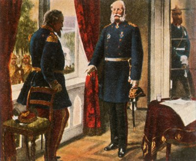 威廉国王和拿破仑皇帝在1870年9月2日的三战战役后，1936年。 作者 不明
