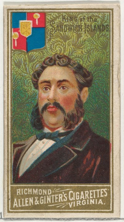 桑威奇群岛的国王，来自世界主权系列N34，为Allen & Ginter Ciga...，1889。 作者 不明