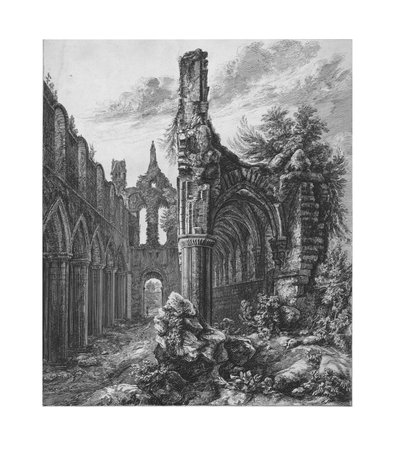 约克郡Kirkstall修道院，1823年。 作者 不明