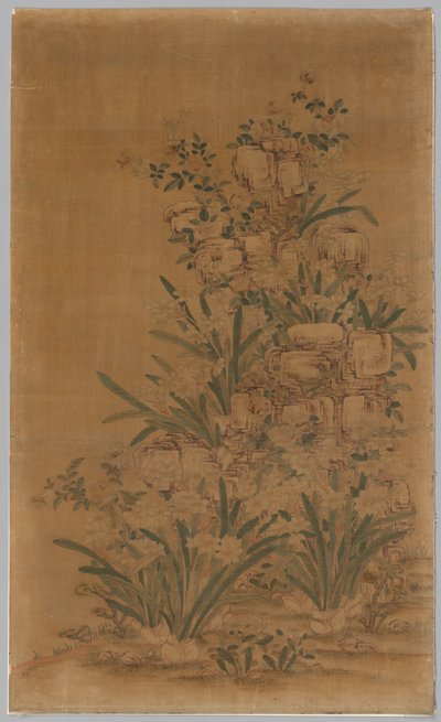 高苏（Ko Ssu）小组：《岩石与水仙》，1700年代至1800年代。 作者 不明