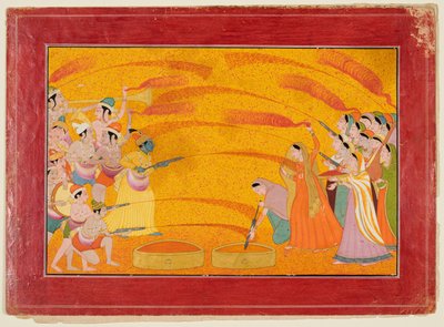 克里希纳庆祝洒红节c。 1770年。 作者 不明