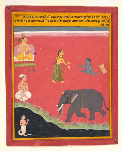 克里希纳斯（Krishnas）尘世关系，《分散的Bivamangalastava中的页》，1695-1700年。 作者 不明