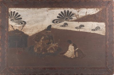 Kusunoki Masashige向其儿子Masatsura告别，19世纪。 作者 不明
