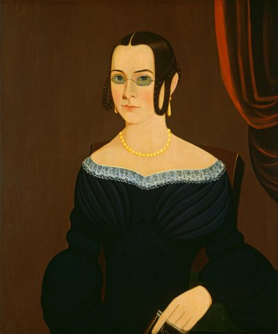 戴眼镜的女士，约1840年。 作者 不明