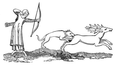 带着猎犬狩猎的女士，十四世纪，1833年 作者 不明