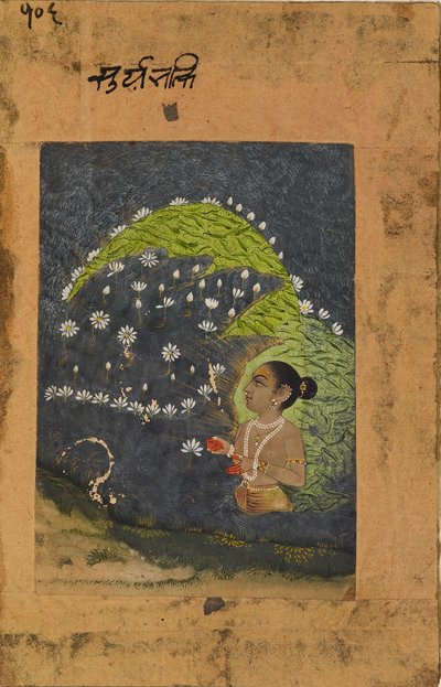 莲花湖中崇拜太阳的女士，18世纪初 作者 不明