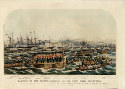 英国分部在塞瓦斯托波尔附近的旧堡登陆，1854年 作者 不明