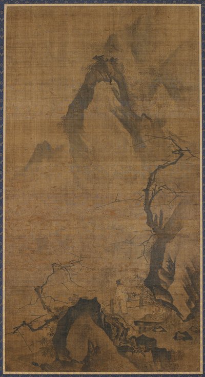 景观：山和水，梅花树下的人物，16-17世纪初。 作者 不明