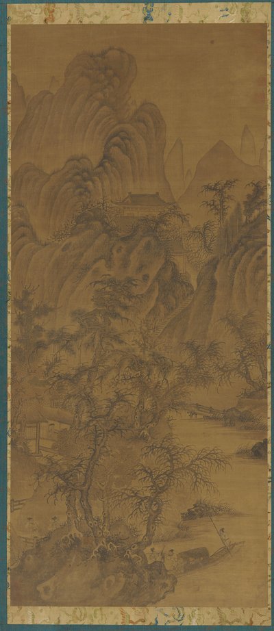 有农场建筑和人物的风景，1368-1644。 作者 不明