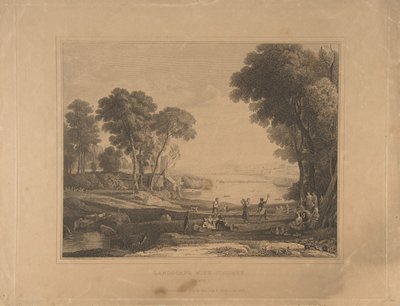 艾萨克和丽贝卡结婚后的人物风景，1648年，1830年出版。 作者 不明