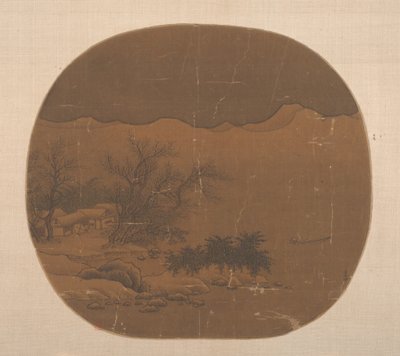 湖上的渔村和船的景观。 作者 不明
