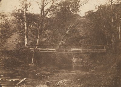 有树和桥的风景，约1850年。 作者 不明
