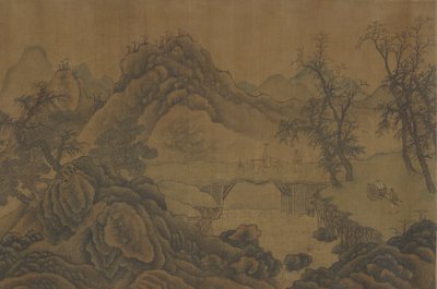 有旅行者的风景，17世纪。 作者 不明