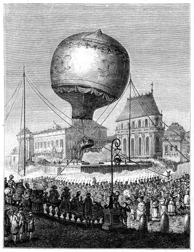 18885年末，热气球发射升空，1885年 作者 不明