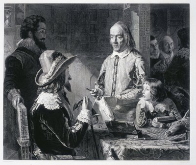 Le medecin anglais William Harvey (1578-1637) montrant au roi Charles Ier Stuart d
