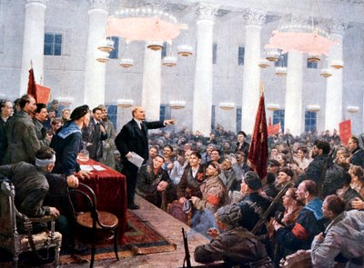 第二次苏维埃代表大会列宁·哈兰格宁代表，圣彼得堡，斯莫尔尼宫，1917年 作者 不明