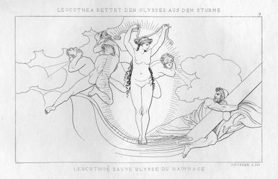 海神Leucothea在风暴中拯救了奥德修斯，约1833年 作者 不明