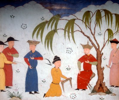 李达志和玛克逊，向乌尔杰图赠送历史书籍，约14-15世纪 作者 不明