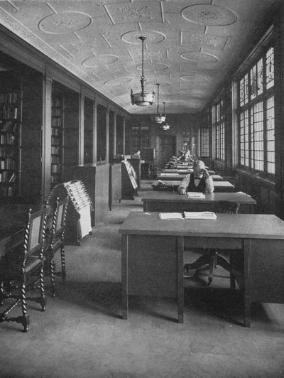 密歇根州底特律晚报大楼的图书馆和编辑室，1924年 作者 不明