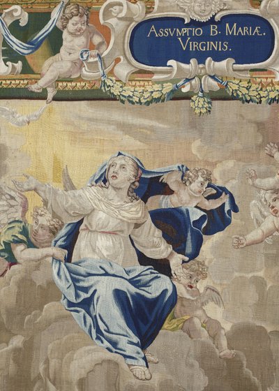 Life of the Virgin: “" the Assumption "” (The Assumption) Detail Tapestry of wool and silk made in the workshop of Pierre Damour after the drawings of Charles Poerson (1609-1667) 作者 不明