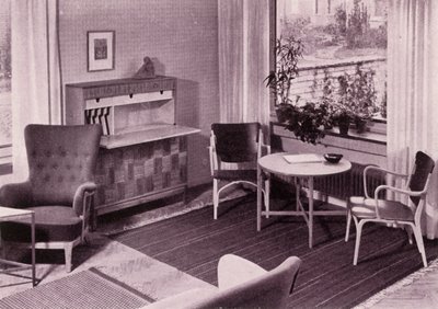 卡尔·阿克塞尔·阿金（Carl-Axel Acking）的客厅家具，由AB Svenska Mobelfabrikerna制造，1949年。 作者 不明