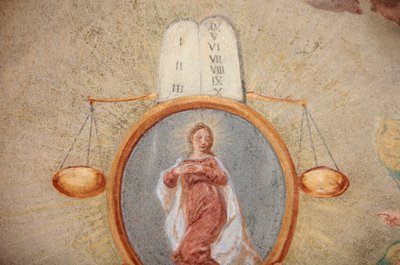 洛雷托教堂壁画； 法律表、尺度和圣母玛利亚布拉格捷克共和国 作者 不明