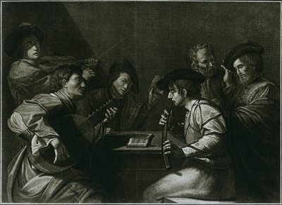 琵琶，小提琴和黑色弯曲的叮叮当当，1784年，1948年，意大利雕刻 作者 不明