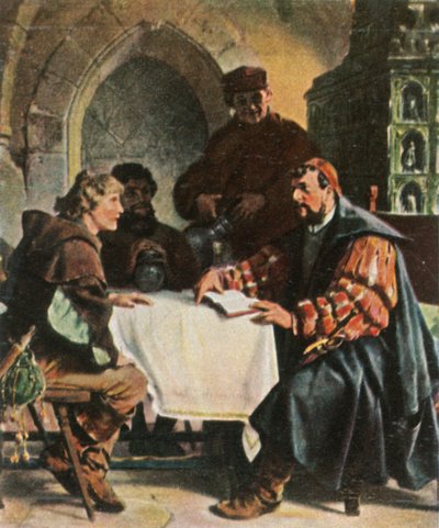 路德（Luther），1936年在耶拿客栈（Jena Inn）和瑞士学生一起饰演容克·约格（JunkerJörg），1936年。 作者 不明