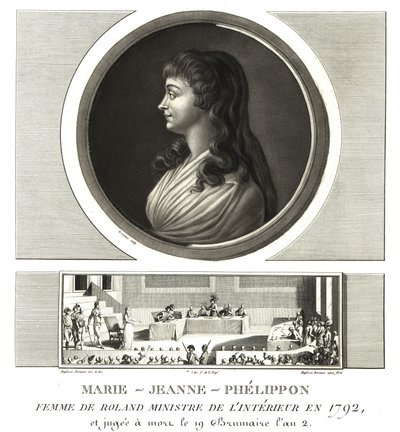 罗兰夫人或玛丽-让娜-菲利波（1754-1793），吉伦特主义者，与她的丈夫让-马里-罗兰-德拉普拉蒂埃一起。 作者 不明