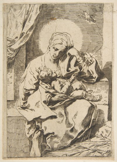 麦当娜和有鸟的孩子，在坎塔里尼之后，反向复制。 1635-1636或之后。 作者 不明