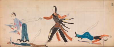 马费特账本：印第安人和三个白人，约1874-81年。 作者 不明