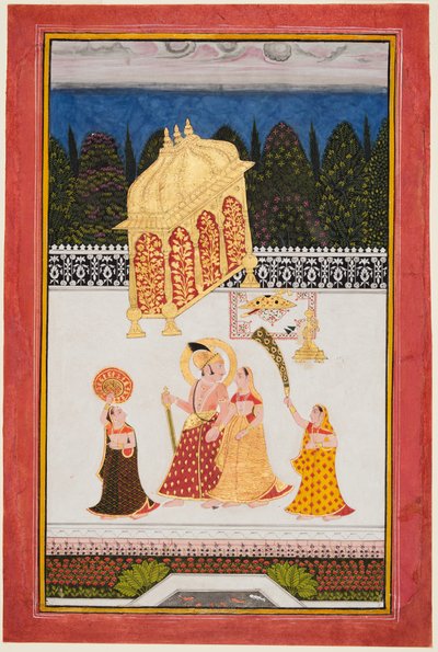 Maharana Ari Singh c。 1761-73年和他的同伴在露台上，c。 1761。 作者 不明