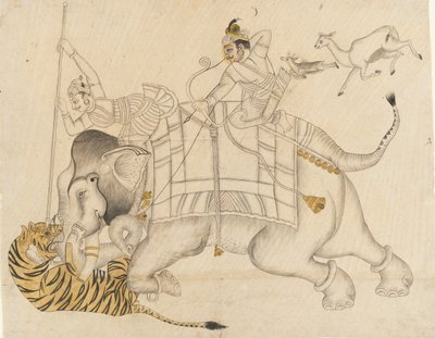 Maharao Shatru Sal II，1866-89年，狩猎老虎， 1866-89。 作者 不明