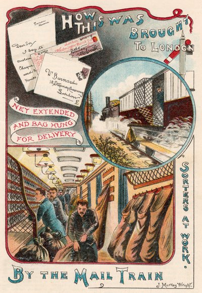 邮递火车，载有英国城镇和城市往伦敦的来信，c1900年 作者 不明