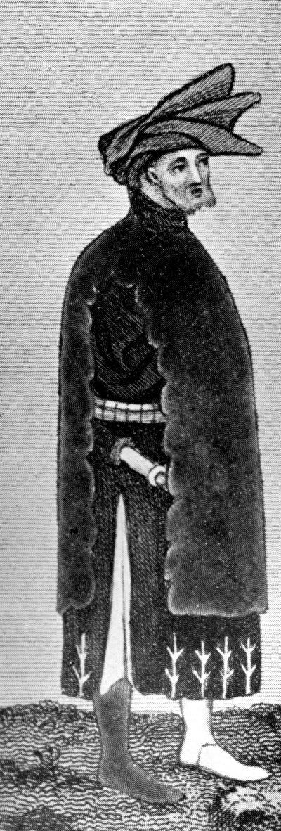 男装，十四世纪末，1910年 作者 不明