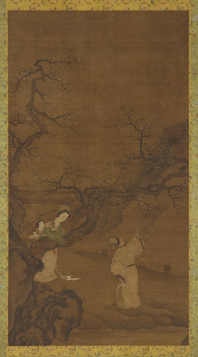 男人和女人在欣赏梅花，明或清，15-18世纪。 作者 不明