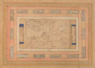牵羊的人，来自贝利尼专辑的对开本，约1600年。 作者 不明