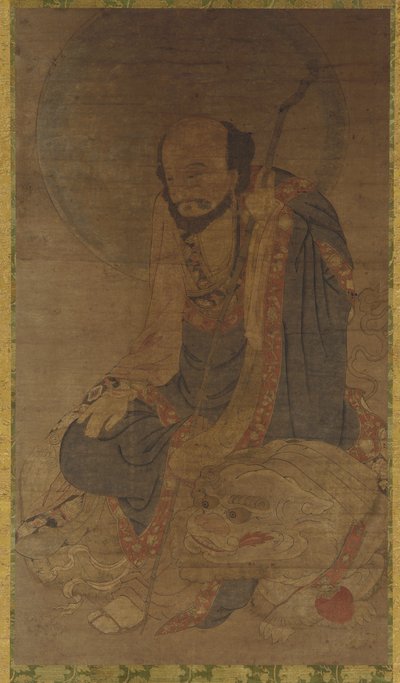 文殊菩萨和他的狮子，明朝，1368-1644。 作者 不明