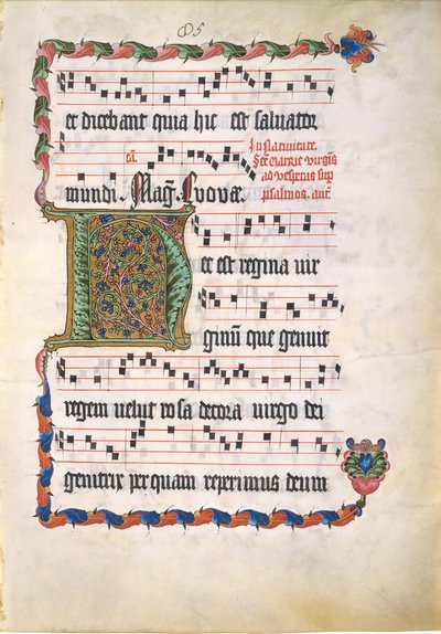 带有首字母H的手稿叶子，来自德国的Antiphonary，15世纪第二季度。 作者 不明