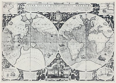 地图显示了德雷克人的航行历程1577-1580，1923年。 作者 不明