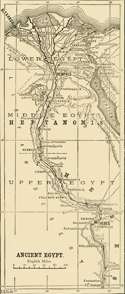 1890年的古埃及地图。 作者 不明