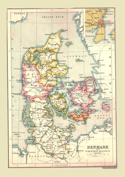 丹麦地图，1902年。 作者 不明