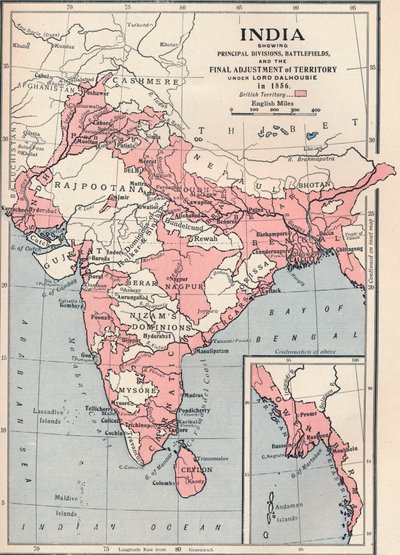 1856年印度地图（1906年）。 作者 不明