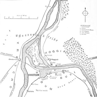 喀土穆和邻近地区地图，c1885 作者 不明
