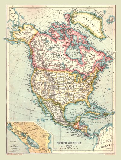 北美地图，1902年。 作者 不明