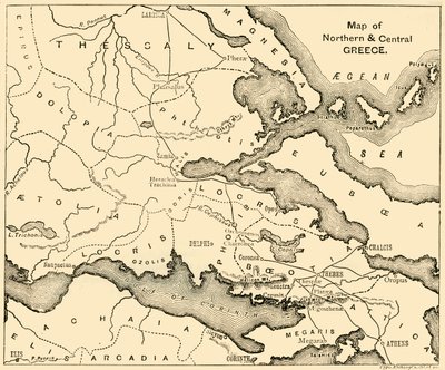 北部和中部希腊地图，1890年。 作者 不明