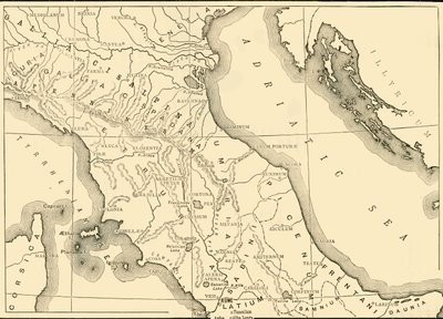 意大利北部和中部地图，1890年。 作者 不明