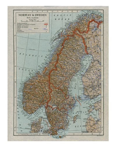 十九世纪的挪威和瑞典地图 作者 不明