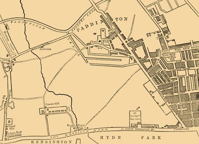 帕丁顿地图，1815年，c1876年。 作者 不明