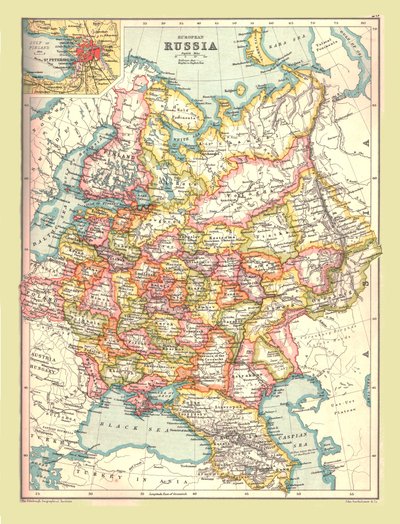 俄罗斯地图，1902年。 作者 不明